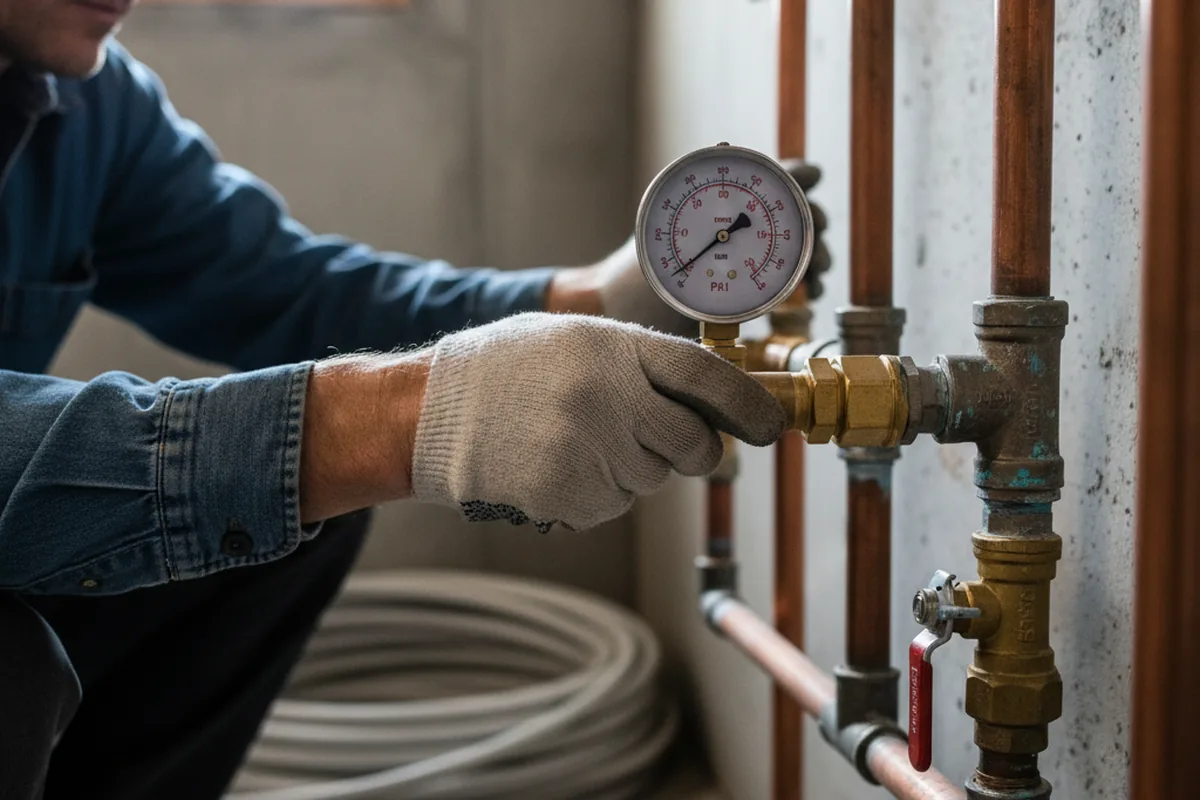 Pressure testing a repaired line during Water Line Repair in Salem